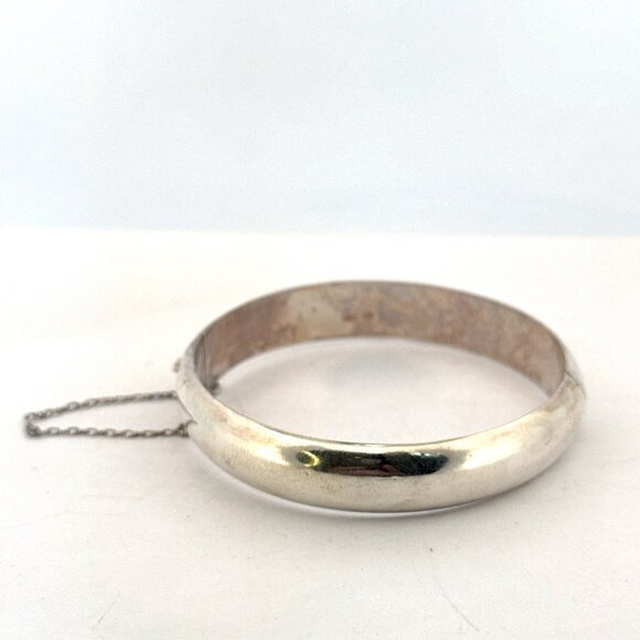 Vintage Estate Sterling Silver 925 Wide Hinged Bangle Bracelet 7.5” 14.3g - Picture 4 of 8